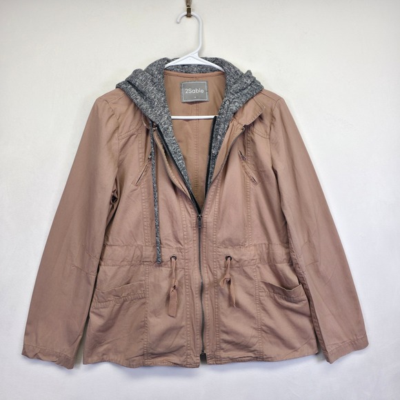 2Sable Jacket Womens M Brown Heathered Gray Minimalist Outdoor Utility Shacket - Picture 3 of 16